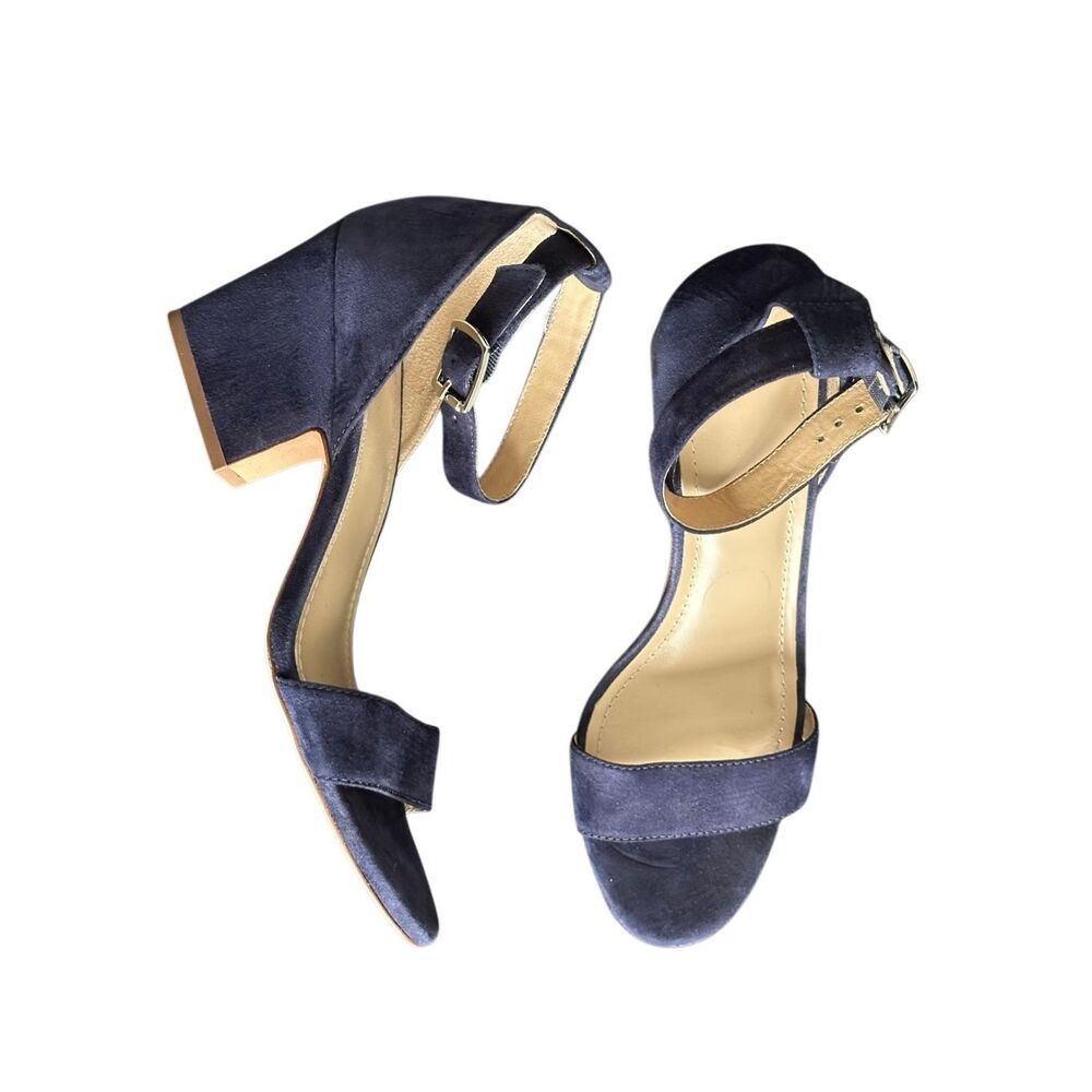 Johnston & Murphy Navy Suede Block Heel Sandals
